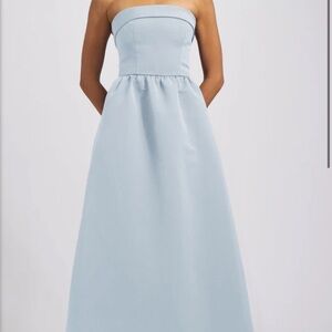 Amsale Light Blue Strapless Wedding Dress